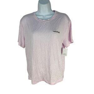 Auden Womens Sleepwear Tee Medium Pink Cloud Knit Embroidered Unwind Pajama Top